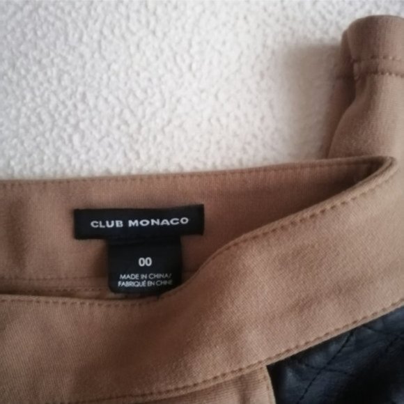 Club Monaco Tan Skinny Pants with Faux Leather Detailing - Picture 6 of 15